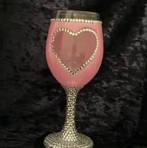 Full Glam Handmade Keepsake Wineglass.. Maximum Rhinestones & Custom Text