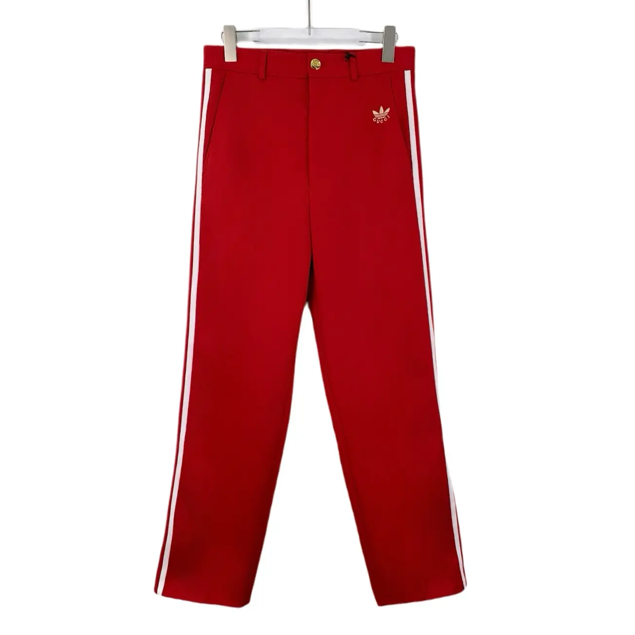 RDLT— Gucci x Adidas Red Side Stripe Logo Embroidered Track Pants Size 44