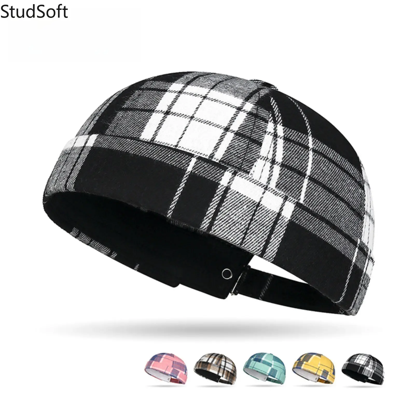 2026 New Plaid Skull Cap - Unisex Retro Brimless Dome Hat, Adjustable Distressed, Streetwear Style Sports & Outdoor Hat, Hats