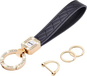 Wisdompro Bling Leather Car Keychain, Universal Microfiber Leather Key FOB Keychain Key Chain Holder Accessories