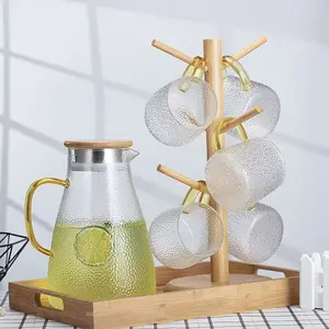 Tree-Shaped Bamboo Cup Holder, Six-Prong Hook, Kitchen Storage Rack, Display Rack, Restaurant Decor, Holds Cups and Hairbands, Natural Bamboo Material
