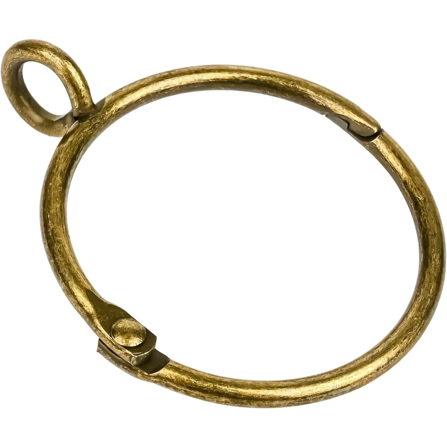 50-Pack Bronze Curtain Rings with Eyelets, Metal 1.5 Inch Drapery Ring, Hinge Snap-Joint Design, Fits Up to 1.25-Inch Curtain Rods