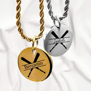 Baseball - Personalized Baseball Pendant Necklace