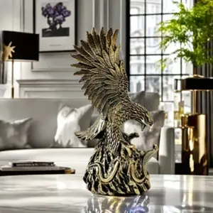 Pure Copper Eagle Figurine, Realistic Spread Wings Decorative Ornament for Study Room Living Room Bedroom Office Desk Decoration
