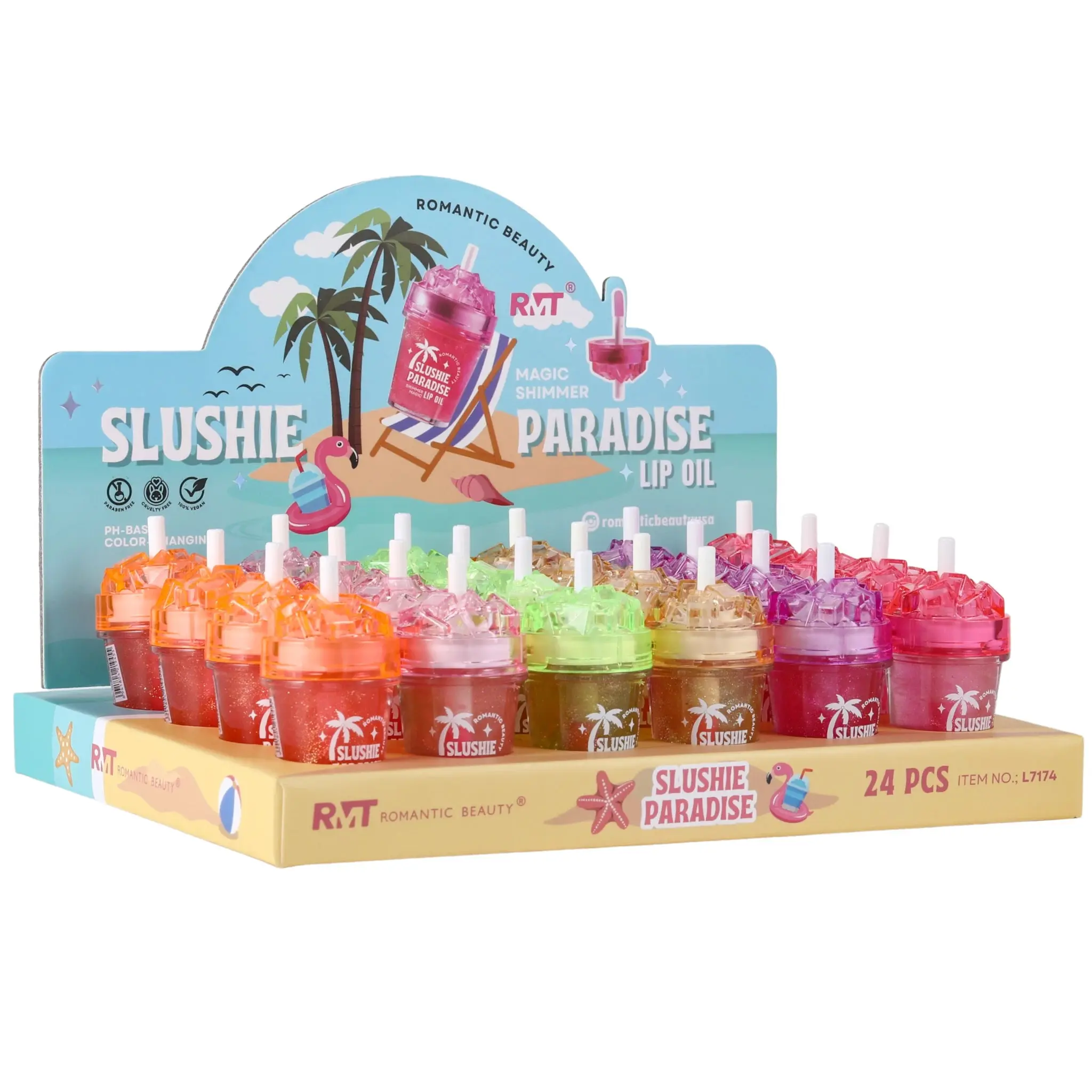 Aceite Labial Slushie Paradise Romantic Beauty - Venta al por Mayor Display 24 Unidades (L7174)