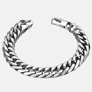 GTHIC Men's Simple Cuban Chain Stainless Steel Bracelet Fashion Accessories for Daily Wear