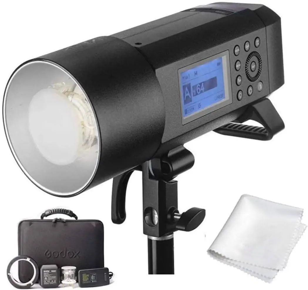 Godox AD400 Pro 400ws GN72 TTL Battery-Powered Monolight, 1/8000 HSS Outdoor Flash Strobe Light, Built-in Godox 2.4G System, 390 Full Power Pops, 0.01-1s Recycle Time, 30w LED Modeling Lamp