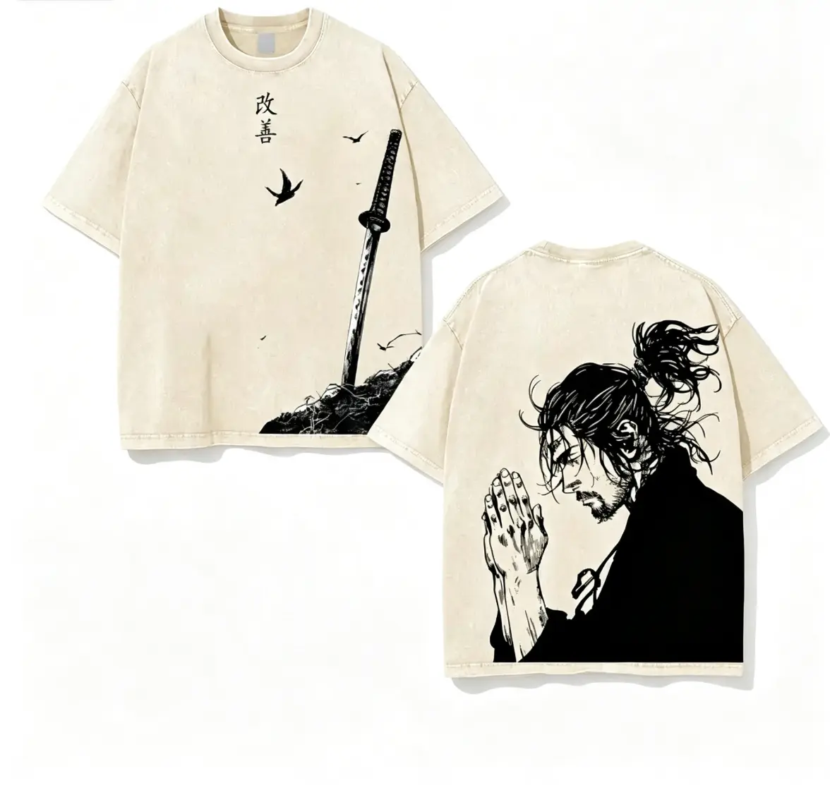 Vagabond Life Tee, Miyamoto Musashi 90s Manga, Men's Short Sleeve T-Shirt Unisex Oversize Anime Manga Washed Heavyweight Cotton T-shirt, Gift For Anime Fan, Anime Lover Classic new york t-shirt all-season casual teeny t-shirt gift good graphic shirt