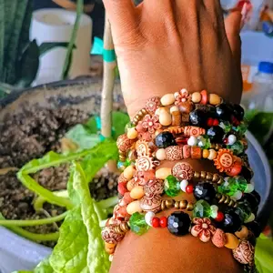 Sudara Bracelet - Handcrafted Stackable Wrap Bead Bracelet Inspired by the Sudanese Flag, Earthy Tones, Onyx Beads, Rich Textures, Versatile Design for Bracelets, Anklets & More