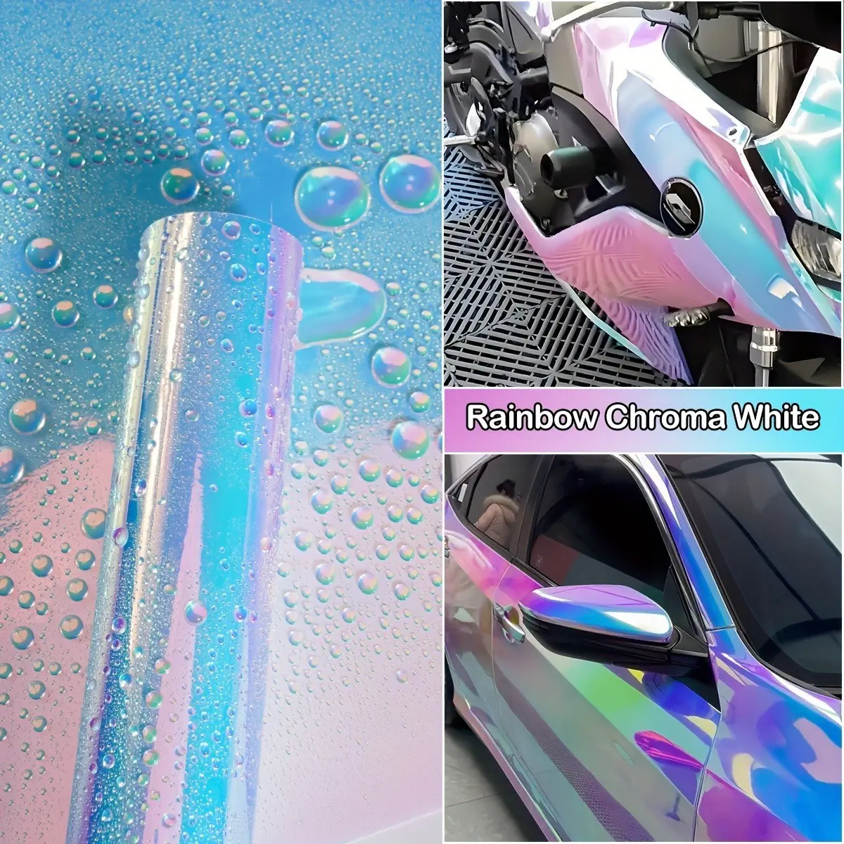 Holographic Rainbow Color-Changing Film, 50cmx300cm, Protects Car Paint, Anti-Scratch, No Peel, for Cars, Suvs, Motorcycles, Helmets, Car Wraps, Automotive Decoration, Car Vehicle Decoration