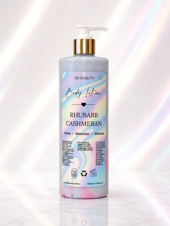 Nourishing Rhubarb & Cashmeran Scented Body Lotion with Shea Butter, Sunflower Oil - Unisex Bath & Body Care Moisturizer for Silky Smooth Skin (12 oz, 16 oz)