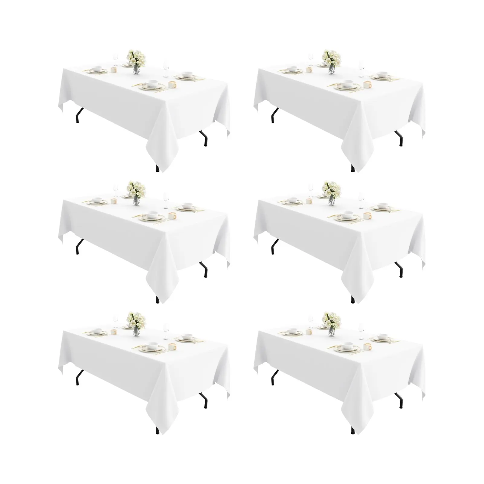 EMBER Table Cloth - 6/12 Pack White Rectangle Polyester Tablecloths, 60x102 Inches, Stain & Wrinkle Resistant, Perfect for Parties, Weddings & Festive Decor