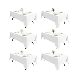 EMBER Table Cloth - 6/12 Pack White Rectangle Tablecloths, 60 x 102 Inches, Stain and Wrinkle Resistant Polyester, Perfect for Parties and Weddings tablecover