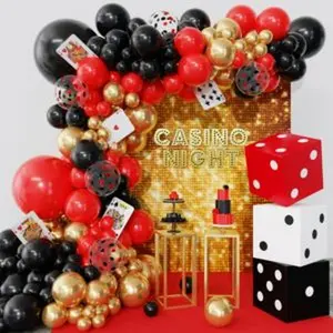 139pcs dice favor boxes casino theme party decorations casino balloon arch garland kit red black gold balloons for poker las vegas game night casino party supplies