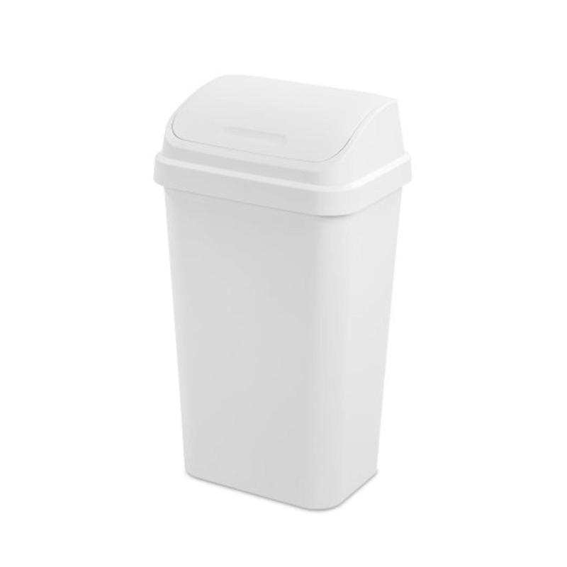 Sterilite 13 Gal Swing Top Lidded Wastebasket Kitchen Trash Can, White (16 Pack)