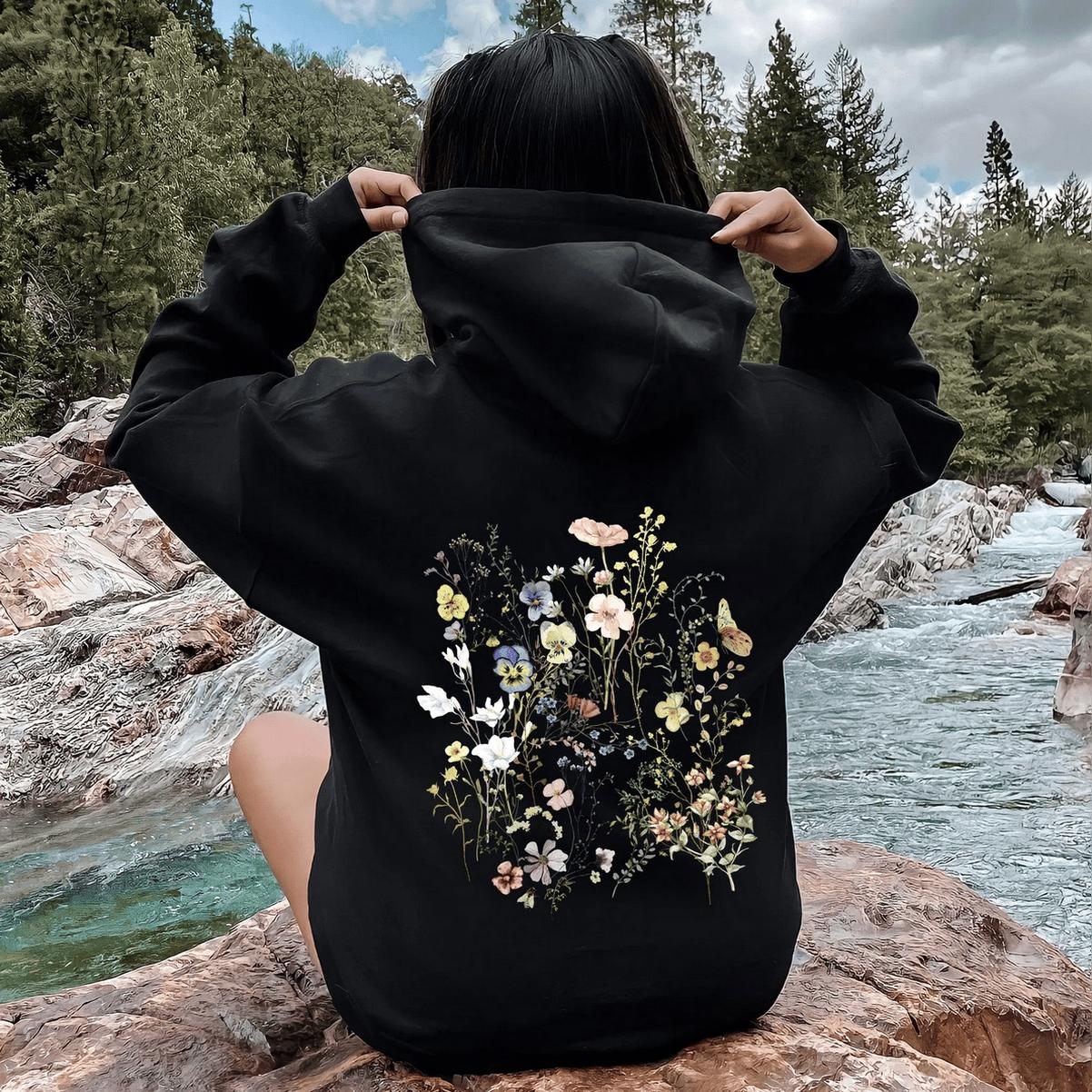 Delicate Pressed Wildflowers Hoodie Dandy Hoodie Hoodied Cotton All Fit