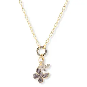Rarities Iolite and Zircon Butterfly Charm Necklace