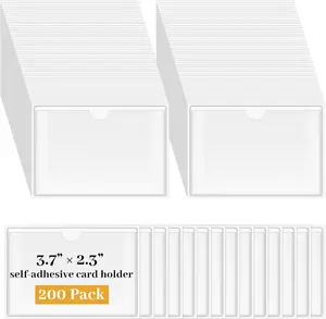 Clear Self-Adhesive Business Card Pockets and Top Open Library Card Pockets - Ideal for Organizing and Protecting Cards, Photos, and Labels. Includes 100 count