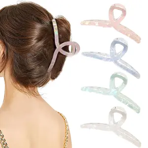 AWAYTR 4 Pack Mermaid Color Elegant Hair Claw Clips Nonslip 5.12" Large Hair Grip Hairclips for Thin and Thick Acrylic Hair Strong Hold Hair Jaw Clamps Fashion Hair Accessories
