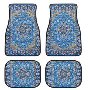 4pcs Retro Tribe Car Floor Mats, Anti-Slip Polyester, Durable Absorbent, Easy to Clean, Suitable for Trucks, Vans, Suvs, Front and Rear Seats