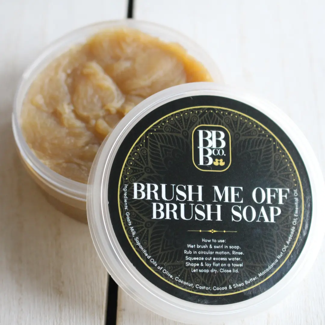 Brush Me Off Soap Makeup Brush Soap for Gentle Cleansing & Effective Makeup Removal Deep Clean Sanitize Natural Formula 6 oz Jumbo Size with Goat's Milk & Tea Tree Oil