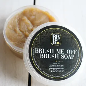 Brush Me Off Soap Makeup Brush Soap for Gentle Cleansing & Effective Makeup Removal Deep Clean Sanitize Natural Formula 6 oz Jumbo Size with Goat's Milk & Tea Tree Oil
