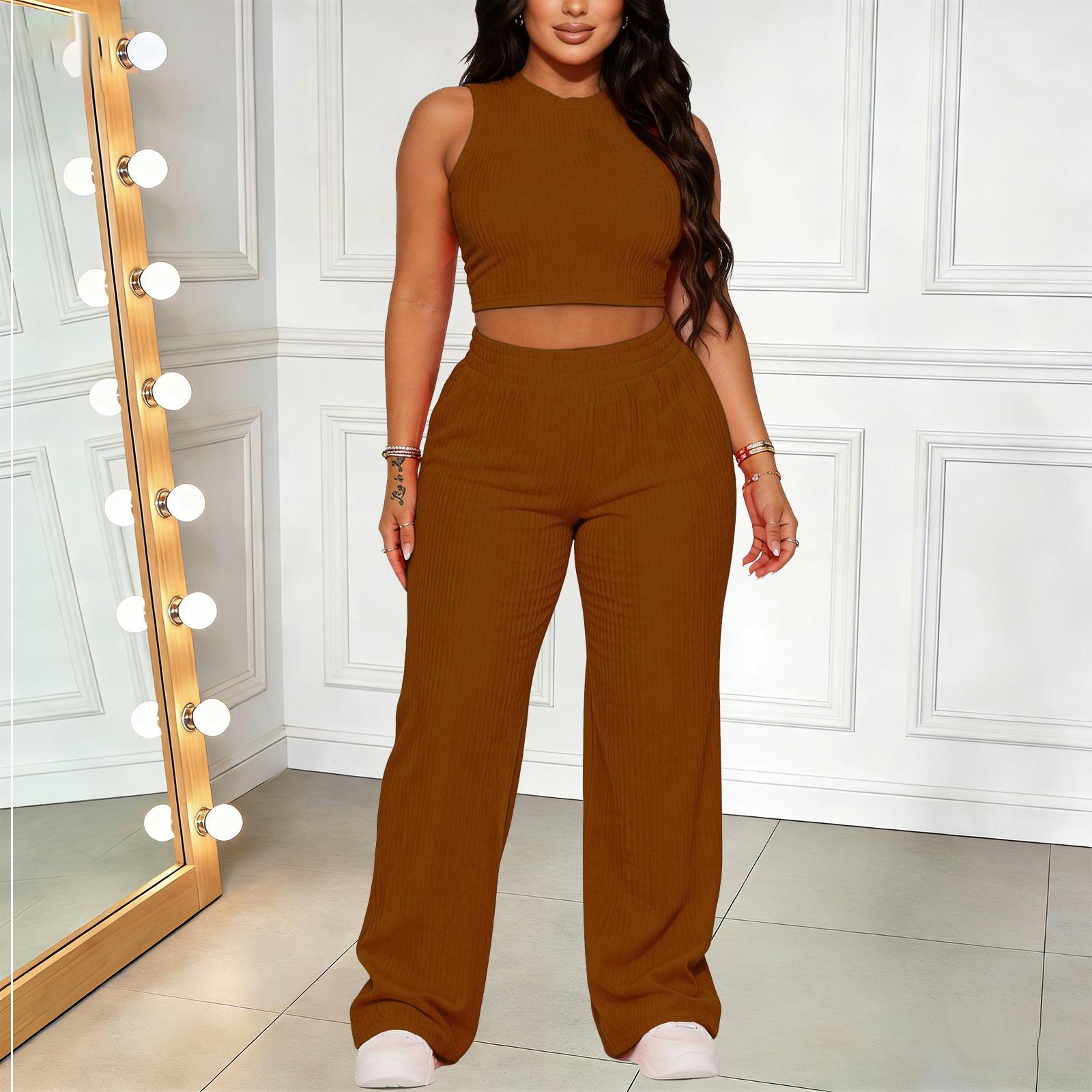 Women's Plain Pants Two-piece Set, Casual Short Sleeve Round Neck Tee & Leggings Set, Back To School Outfits, Workout Set, Gym Clothes, Lady Basic Fitness Fall Clothes for Daily Wear, Birthday Gifts, Outfit Sets for Women, 2 Piece Sets Women, Womenswear