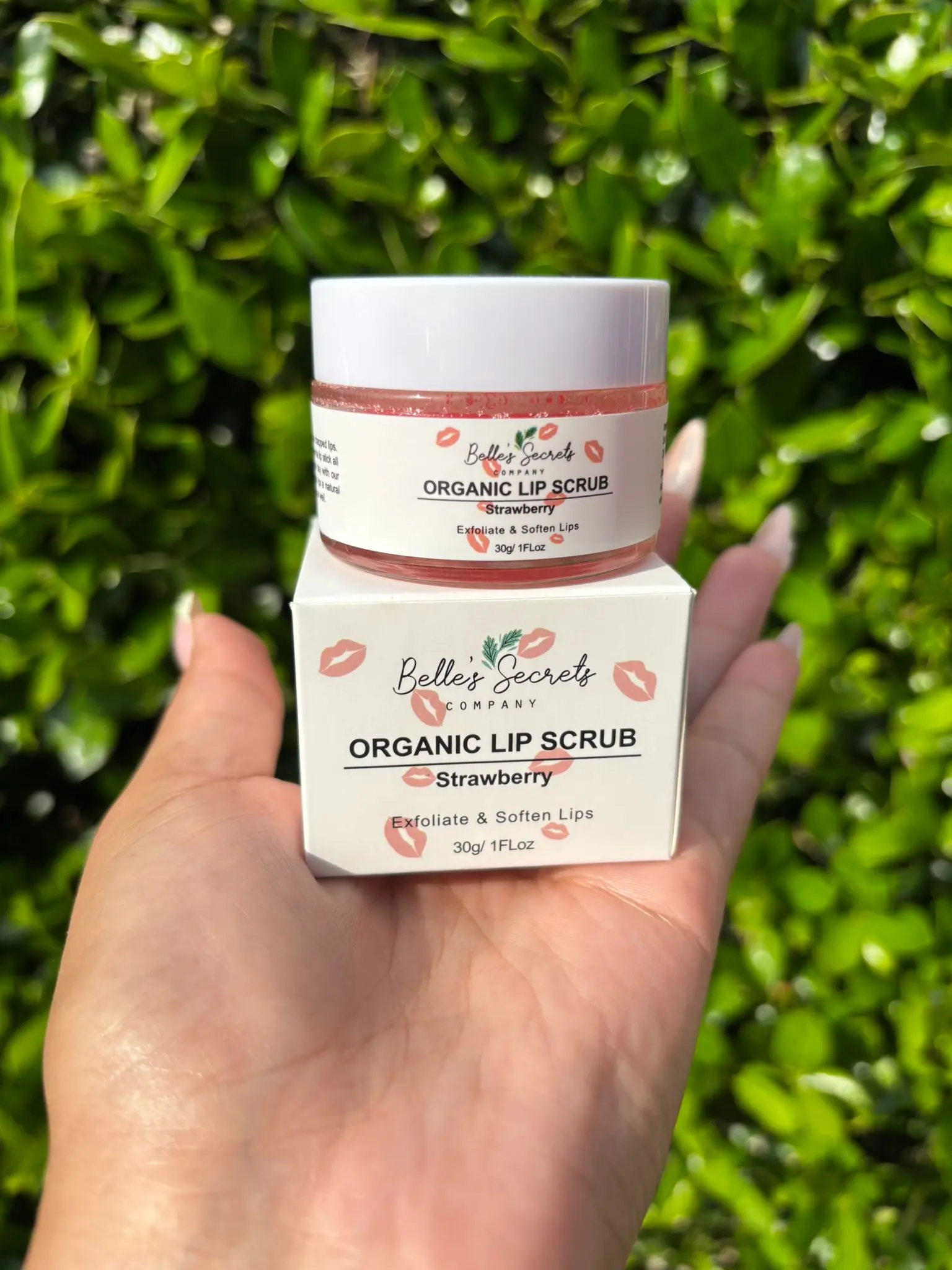 Belle's Secrets Organic Strawberry Flavor Lip Scrub, Lip Exfoliator with Natural Ingredients for Daily Care
