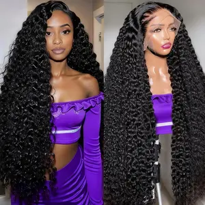 QinMei Hair Deep Wave Lace Front Wigs Human Hair 180% Density 13x6 HD Transparent Pre Plucked Curly Wig for Black Women 18-36 Inch