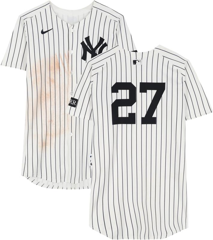 Giancarlo Stanton New York Yankees Game-Used #27 White Pinstripe Jersey vs. Boston Red Sox on October 2, 2025 - Fanatics Authentic Certified