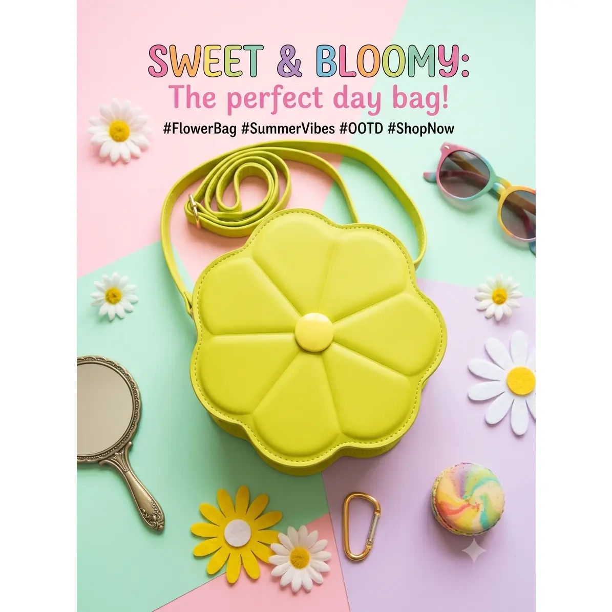 Women's Sweet & Bloomy Yellow Floral Crossbody/Shoulder Bag - Ideal Day Bag for Summer Outfits - OOTD Essential