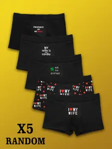 Men's Wife Print Underwear Set, Stretchy Boxer Briefs, Casual Fitted Design, Comfortable & Breathable Fabric, Ideal Valentine Gift, All-Season Wear, Heart Print Boxers