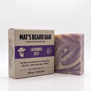 Mat's Beard Bar Lavender Zest Artisan Bar Soap - Hand Poured 4oz