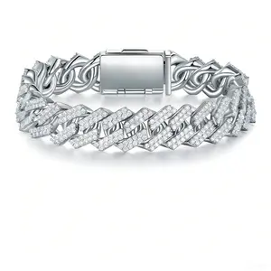 Gemsme Cuban Bracelet For Men Women Hip Hop Heavy 18k Golden Plated Full Iced Out Miami Cuban Link Chain Bracelet