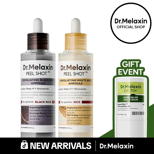 [Dr.Melaxin New Arrival Exclusive GWP] Peel Shot Glow Rice Ampoule Duo - Serums for Brightening, Exfoliating, and Moisturizing - Suitable for All Skin Types