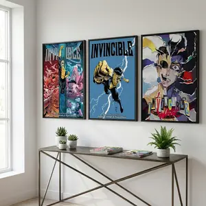 Invincible Comic Book Canvas Prints | Vibrant Superhero Wall Art Gallery for Office, Bedroom, or Man Cave – Vertical Layout Masterpiece  Black Wood Framed,Wood Franed or Unframe Poster