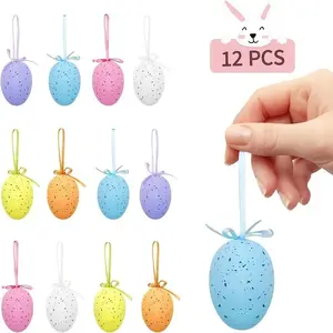 12 Colorful Egg Decorative Hangs, Perfect for Baskets, Tree Decoration, Party Gifts, Home Décor, Vibrant and Festive Accessories