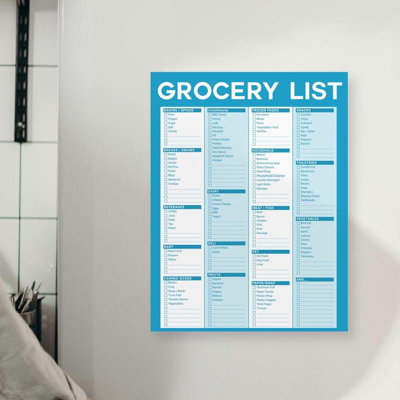 B5 Fridge Magnet Grocery List Board, Magnetic Shopping Checklist Pad, Home Purchase Classification Record Stickers