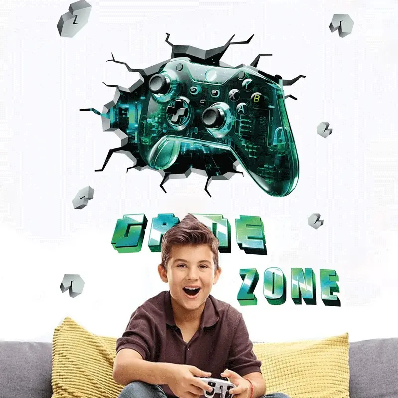 Game Controller Wall Sticker, Removable Self-Adhesive Wallpaper for Bedroom, Living Room, Study, Game Room Decor, Easy to Apply