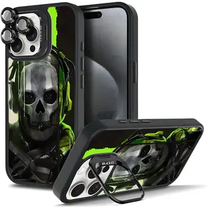 Call of Duty Warrior Skull Pattern Phone Case For iphone 16 15 14 13 12 11 PRO PLUS MAX COOL Fashionable Tough Magnetic Durable Metal lens frame Film Bracket Stand Gift Full Protection Camera Holder Phone Cases Cover 11X-L0284