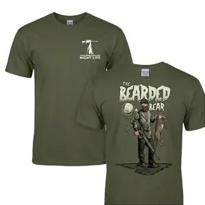 [MADE IN US] The Bearded Bear Coyote Hunting Shirt - Thermal Camo Sniper Night Gear, The Bearded Bear Hunter Shirt, Night Hunting Graphic Shirt, Military Green Outdoor Hunter Shirt for Men