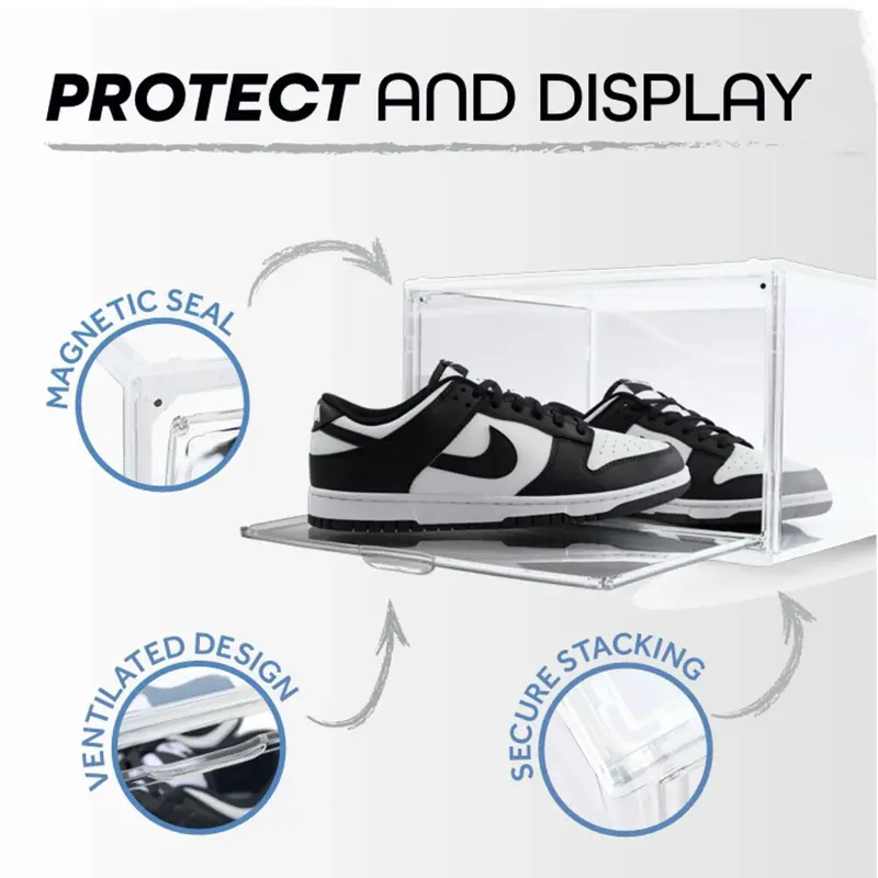 Kicks & Co Clear Shoe Storage Organizer & Shoe Rack Box, Stackable