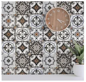 Bohemian Peel and Stick Wallpaper Backsplash - Gray Boho Tile Pattern