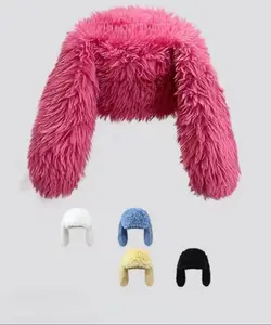 Cute long Bunny Ear Plush Hat,Warm Ear Protection,Thickened Fisherman Cap,Fashion Street Accessory,Christmas present,Suitable for both children and adults