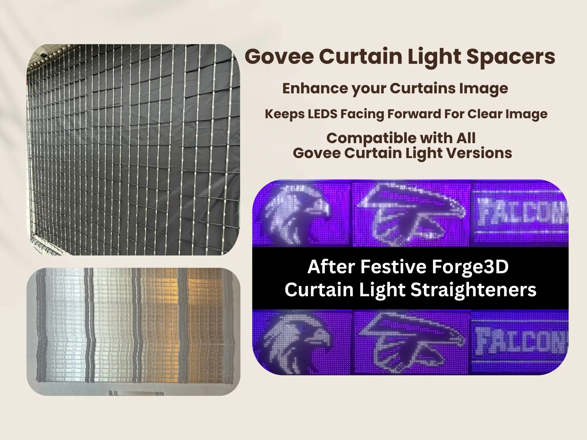 Govee Curtain Light Pro LED Straightener & Spacer Clips for V1 V2 and Pro Curtains Improve Stability Ensure Consistent Spacing