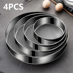 Stainless Steel Round Cake Pans Set of 4, Includes Baking Molds, Safe for Oven, Pressure Cooker, Durable and Sealed