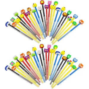 50 Pack Cartoon Animal Pencils With Eraser Toppers, Number 2 Fun Pencils For Kids, Bulk Party Favor Supplies for Classroom Novelty Birthday Gift Multicolor