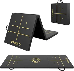 Mikolo Tri-Folding Exercise Mat 6'×2' - 2 Inch Thick Anti-Tear Fitness Mat with Carry Handles for Yoga Tumbling MMA Smart Alignment Guides High-Density Foam Durable Waterproof PVC Surface