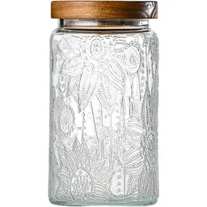 32oz Vintage Glass Jars with Lids – Airtight Food Storage Containers, Kitchen Canisters for Sugar, Coffee, Tea, Flour, Pasta, Candy & Cookies