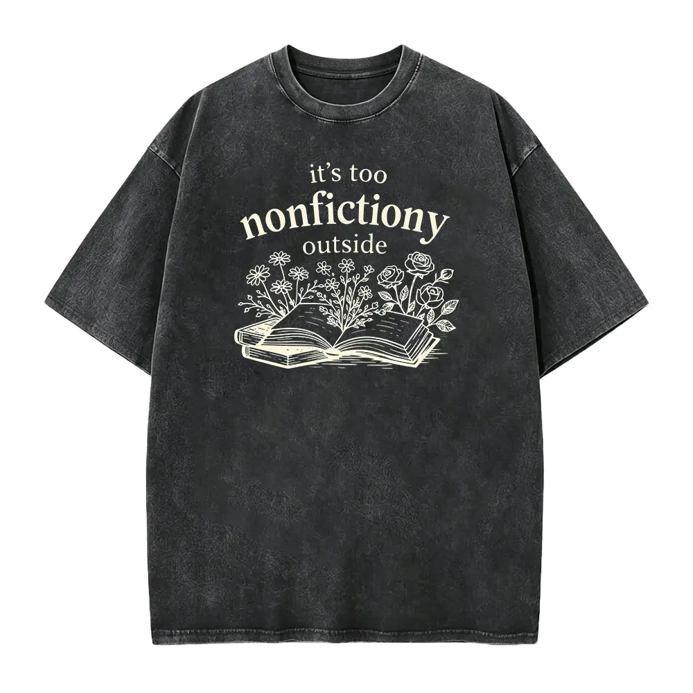 Casual Style Tee for Men, Booktrovert Floral Graphic Print in Soft 100% Cotton with Lightweight Seamless Comfort, Foldable, Shortsleeve, Fabric, Graphics, Menswear, All Seasons